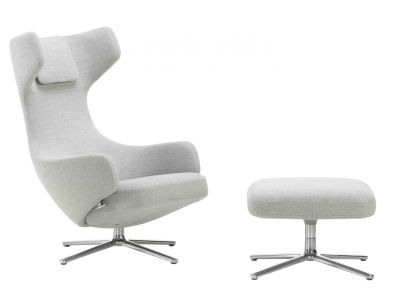 Grand Repos Sessel & Ottoman Vorzugskombination Vitra Dumet Kieselmelange 40 cm